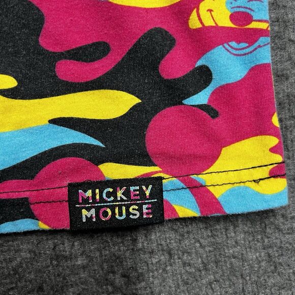 Disney Parks Mickey Mouse Camo Shirt Women Size Small Ringer All Over Mickey - Picture 4 of 7